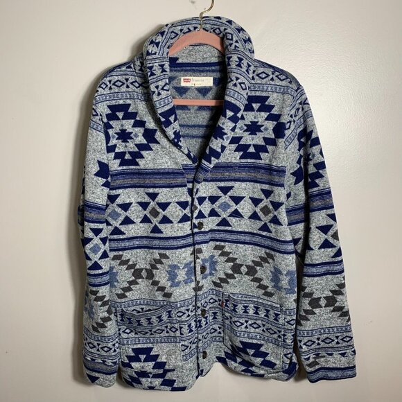 Levi's Southwestern Aztec Button Up Cardigan Shawl Sweater Multicolor Men's XL - Picture 1 of 9